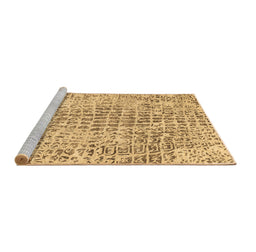 Sideview of Machine Washable Abstract Brown Contemporary Rug, wshcon2605brn
