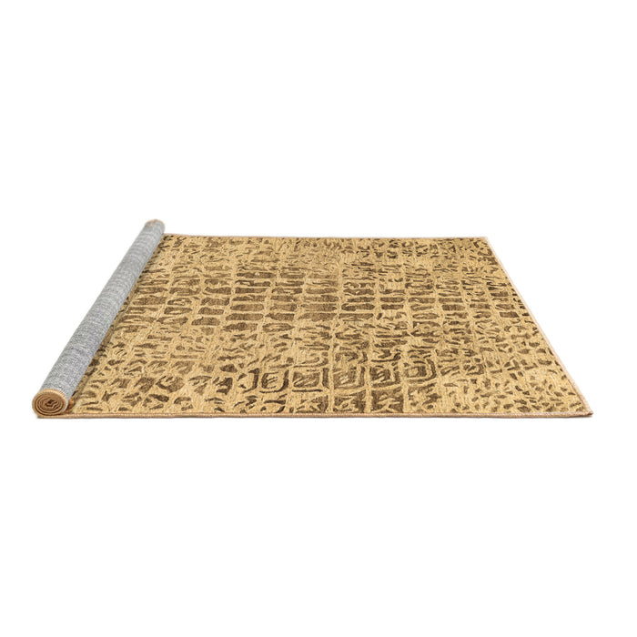 Sideview of Machine Washable Abstract Brown Contemporary Rug, wshcon2605brn