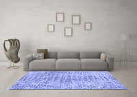 Machine Washable Abstract Blue Contemporary Rug, wshcon2605blu