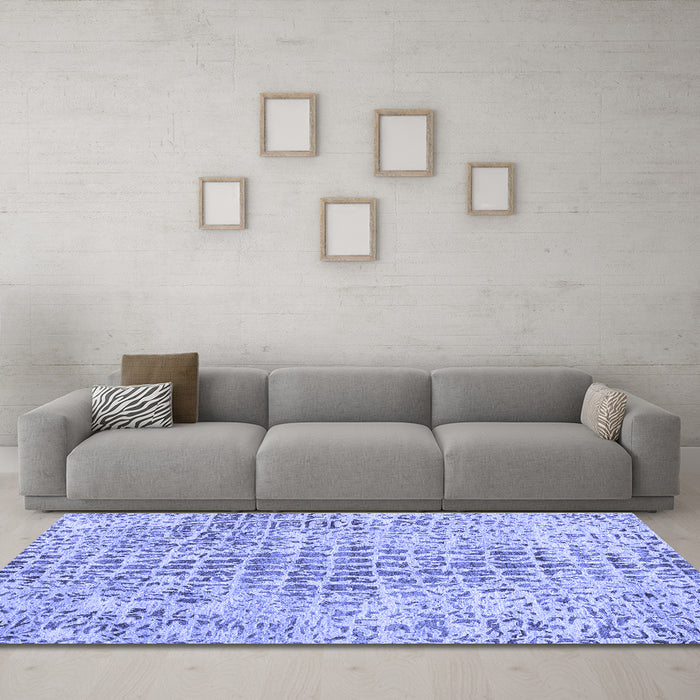 Machine Washable Abstract Blue Contemporary Rug in a Living Room, wshcon2605blu