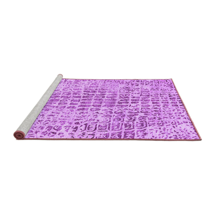 Sideview of Machine Washable Abstract Purple Contemporary Area Rugs, wshcon2605pur