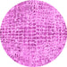 Round Machine Washable Abstract Pink Contemporary Rug, wshcon2605pnk