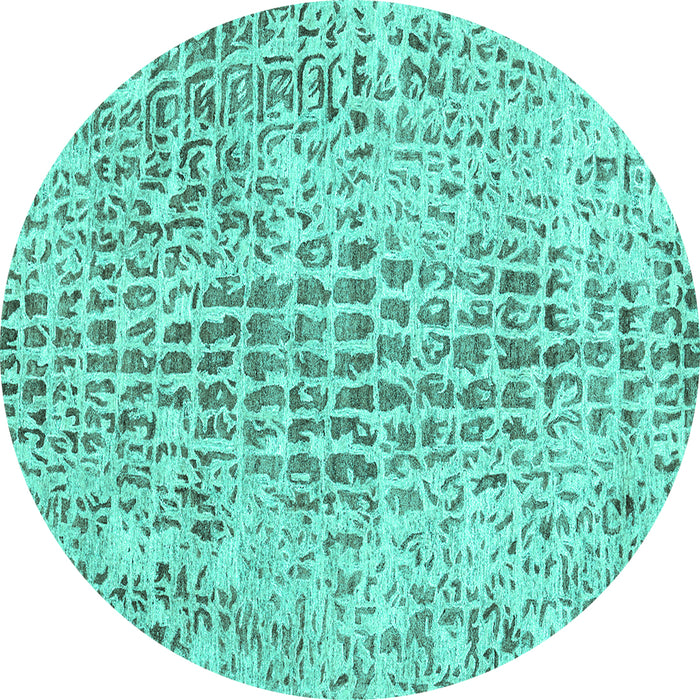 Round Abstract Turquoise Contemporary Rug, con2605turq