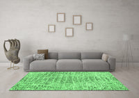 Machine Washable Abstract Emerald Green Contemporary Rug, wshcon2605emgrn