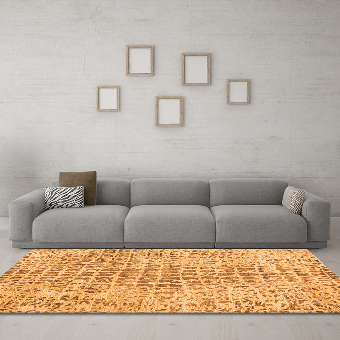 Machine Washable Abstract Orange Contemporary Area Rugs in a Living Room, wshcon2605org
