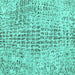 Square Machine Washable Abstract Turquoise Contemporary Area Rugs, wshcon2605turq