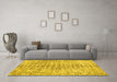 Machine Washable Abstract Yellow Contemporary Rug in a Living Room, wshcon2605yw