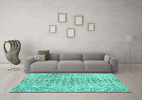 Machine Washable Abstract Turquoise Contemporary Rug, wshcon2605turq