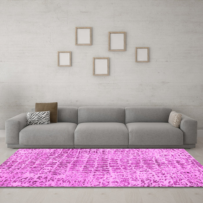 Machine Washable Abstract Pink Contemporary Rug in a Living Room, wshcon2605pnk