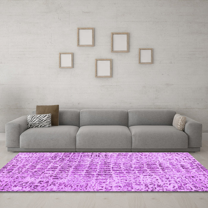Machine Washable Abstract Purple Contemporary Area Rugs in a Living Room, wshcon2605pur