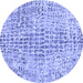 Round Abstract Blue Contemporary Rug, con2605blu