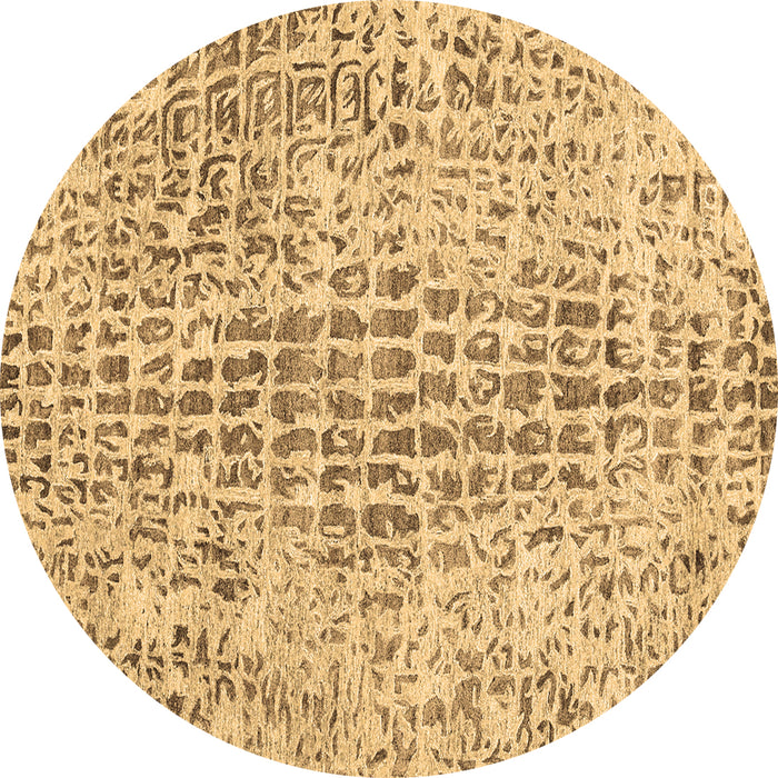 Round Abstract Brown Contemporary Rug, con2605brn
