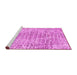 Sideview of Machine Washable Abstract Pink Contemporary Rug, wshcon2605pnk