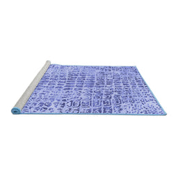 Sideview of Machine Washable Abstract Blue Contemporary Rug, wshcon2605blu