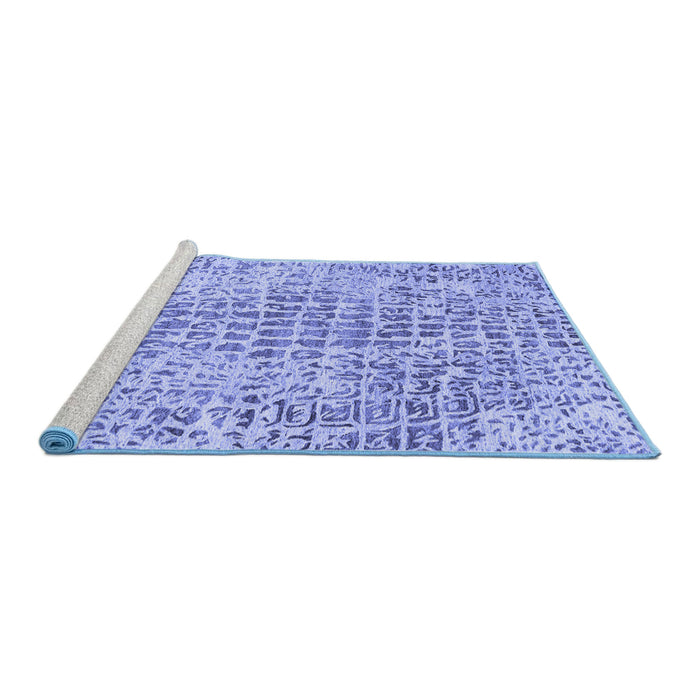 Sideview of Machine Washable Abstract Blue Contemporary Rug, wshcon2605blu