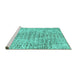 Sideview of Machine Washable Abstract Turquoise Contemporary Area Rugs, wshcon2605turq