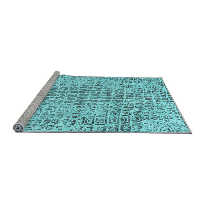 Sideview of Machine Washable Abstract Light Blue Contemporary Rug, wshcon2605lblu