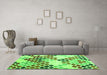 Machine Washable Abstract Green Contemporary Area Rugs in a Living Room,, wshcon2606grn