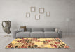 Machine Washable Abstract Brown Contemporary Rug in a Living Room,, wshcon2606brn