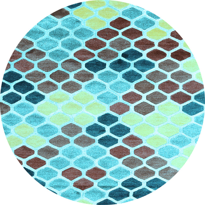 Round Abstract Light Blue Contemporary Rug, con2606lblu