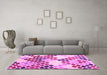 Machine Washable Abstract Pink Contemporary Rug in a Living Room, wshcon2606pnk