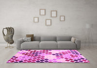 Machine Washable Abstract Pink Contemporary Rug, wshcon2606pnk