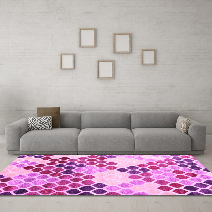 Machine Washable Abstract Pink Contemporary Rug in a Living Room, wshcon2606pnk