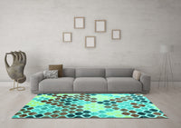 Machine Washable Abstract Turquoise Contemporary Rug, wshcon2606turq