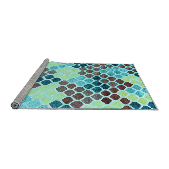 Sideview of Machine Washable Abstract Light Blue Contemporary Rug, wshcon2606lblu