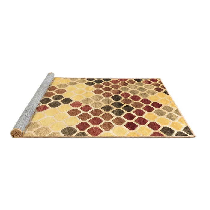 Sideview of Machine Washable Abstract Brown Contemporary Rug, wshcon2606brn