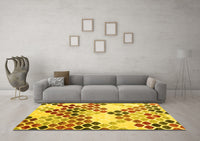 Machine Washable Abstract Yellow Contemporary Rug, wshcon2606yw