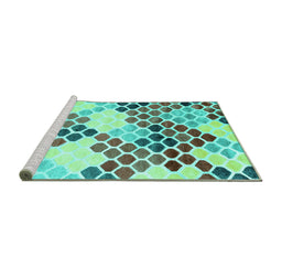 Sideview of Machine Washable Abstract Turquoise Contemporary Area Rugs, wshcon2606turq