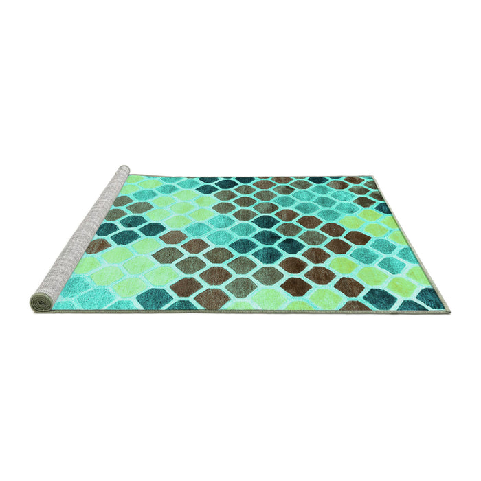Sideview of Machine Washable Abstract Turquoise Contemporary Area Rugs, wshcon2606turq