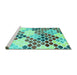 Sideview of Machine Washable Abstract Turquoise Contemporary Area Rugs, wshcon2606turq