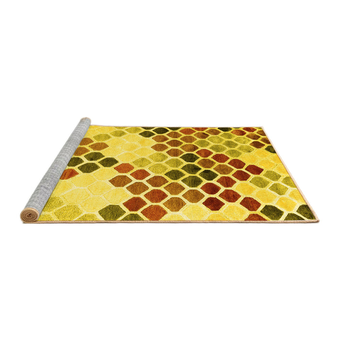 Sideview of Machine Washable Abstract Yellow Contemporary Rug, wshcon2606yw