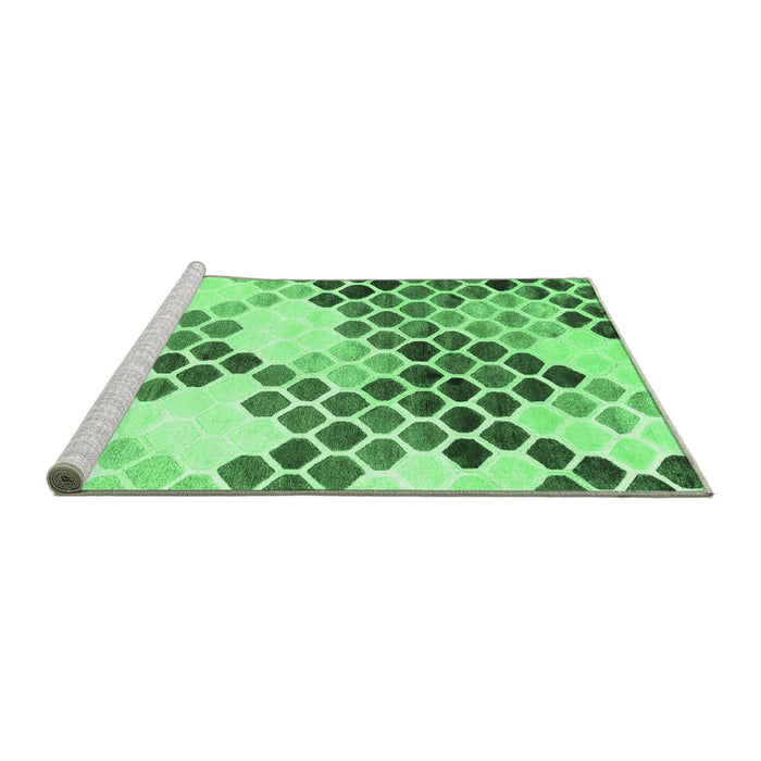 Sideview of Machine Washable Abstract Emerald Green Contemporary Area Rugs, wshcon2606emgrn