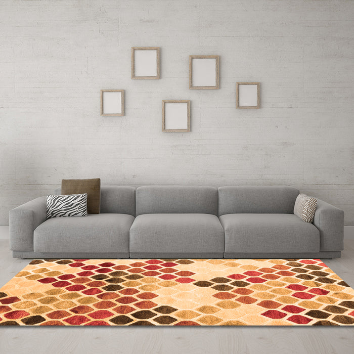 Machine Washable Abstract Orange Contemporary Area Rugs in a Living Room, wshcon2606org