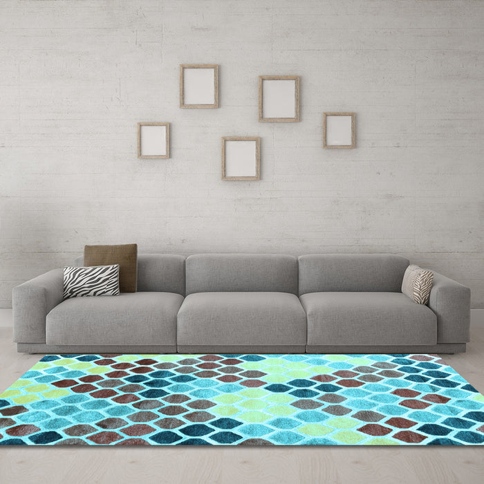Machine Washable Abstract Light Blue Contemporary Rug in a Living Room, wshcon2606lblu