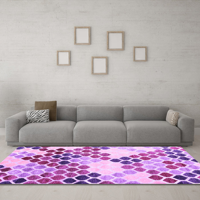 Machine Washable Abstract Purple Contemporary Area Rugs in a Living Room, wshcon2606pur