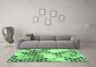 Machine Washable Abstract Emerald Green Contemporary Area Rugs in a Living Room,, wshcon2606emgrn