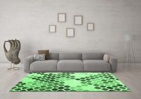 Machine Washable Abstract Emerald Green Contemporary Rug, wshcon2606emgrn