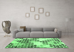 Machine Washable Abstract Emerald Green Contemporary Area Rugs in a Living Room,, wshcon2606emgrn