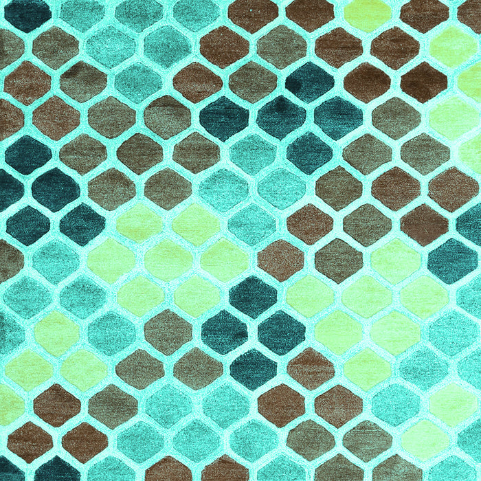 Abstract Turquoise Contemporary Rug, con2606turq