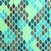 Square Machine Washable Abstract Turquoise Contemporary Area Rugs, wshcon2606turq