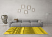 Machine Washable Abstract Yellow Contemporary Rug in a Living Room, wshcon2607yw