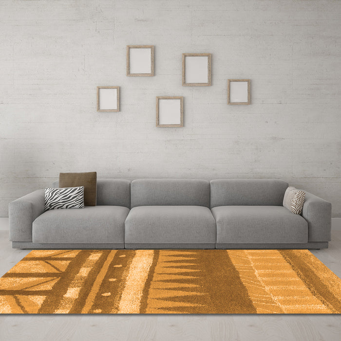 Machine Washable Abstract Orange Contemporary Area Rugs in a Living Room, wshcon2607org