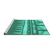 Sideview of Machine Washable Abstract Turquoise Contemporary Area Rugs, wshcon2607turq