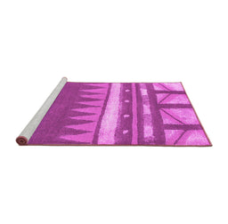 Sideview of Machine Washable Abstract Pink Contemporary Rug, wshcon2607pnk