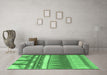 Machine Washable Abstract Emerald Green Contemporary Area Rugs in a Living Room,, wshcon2607emgrn