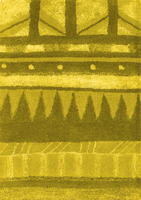 Abstract Yellow Contemporary Rug, con2607yw